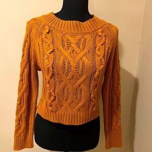 Harper Heritage Harper chunky cable knit crew crop sweater in Honey, size Small